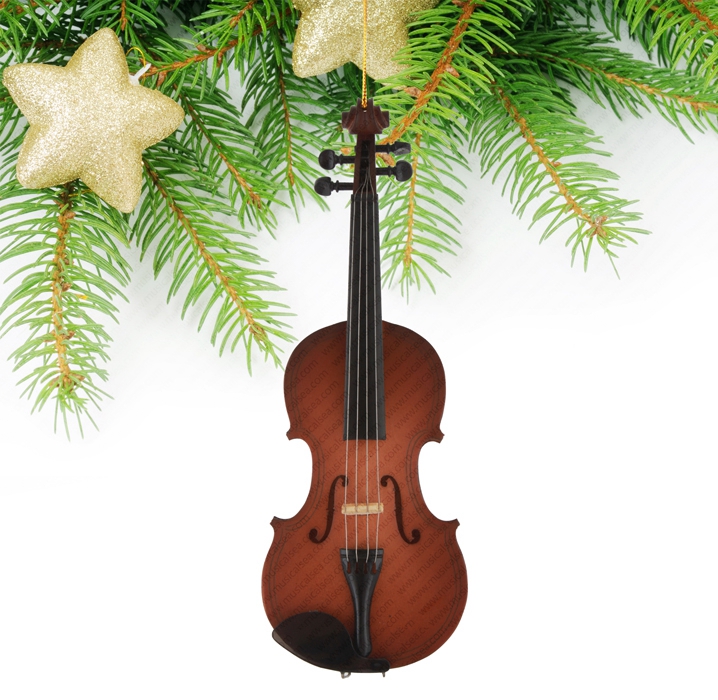 Miniature brown violin christmas tree decorat